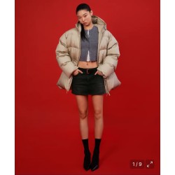 무신사 스탠다드 우먼즈 브라이트 후디드 미들 다운 재킷 [베이지]